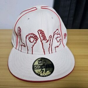 New Era 59Fifty Hat Love Hate Size 7 7/8‎ Red White